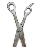 Oversized Carved Wooden Folk Art Scissors in Old Silver Paint