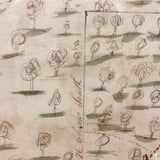 Houses, Trees, Church: Early 1800s Notebook Page with Watercolors in Double Sided Frame