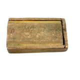 Best Crayon Box Ever, Antique Primitive Carved Out Slide Lid Box with Soft Yellow Exterior and Color Explosion Inside