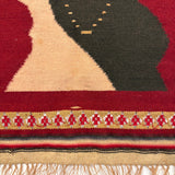 Woman with Feather, Striking C. 1920s Finely Woven Southwestern Native Wool Tapestry