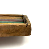 Best Crayon Box Ever, Antique Primitive Carved Out Slide Lid Box with Soft Yellow Exterior and Color Explosion Inside
