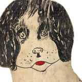 Very Delicately Painted Old Folk Art Doggy Doorstop