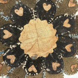 Most Wonderful 19th C. Miniature Penny Rug/Candle Mat with Hearts Everywhere