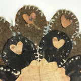 Most Wonderful 19th C. Miniature Penny Rug/Candle Mat with Hearts Everywhere