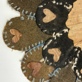 Most Wonderful 19th C. Miniature Penny Rug/Candle Mat with Hearts Everywhere