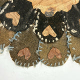 Most Wonderful 19th C. Miniature Penny Rug/Candle Mat with Hearts Everywhere