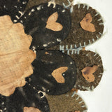 Most Wonderful 19th C. Miniature Penny Rug/Candle Mat with Hearts Everywhere