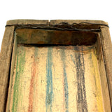 Best Crayon Box Ever, Antique Primitive Carved Out Slide Lid Box with Soft Yellow Exterior and Color Explosion Inside