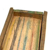Best Crayon Box Ever, Antique Primitive Carved Out Slide Lid Box with Soft Yellow Exterior and Color Explosion Inside