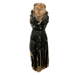 Fantastically Weathered Antique Carved Santos with Intense White Glass Gaze