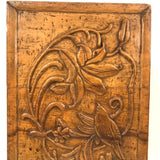 Sweet Folk Art Relief Carving of Bird on Flowering Branch