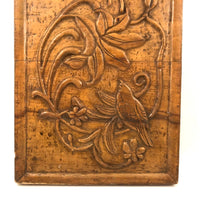 Sweet Folk Art Relief Carving of Bird on Flowering Branch