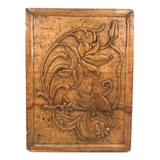 Sweet Folk Art Relief Carving of Bird on Flowering Branch