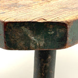 Ultra Solid 19th Century Eight Sided Stool in Original Green Paint