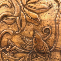 Sweet Folk Art Relief Carving of Bird on Flowering Branch