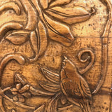 Sweet Folk Art Relief Carving of Bird on Flowering Branch