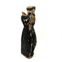 Fantastically Weathered Antique Carved Santos with Intense White Glass Gaze