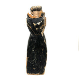 Fantastically Weathered Antique Carved Santos with Intense White Glass Gaze