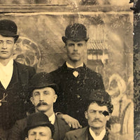 Gang of Men with Attitude Against Painted Banner with Snake, 19th C. Tintype