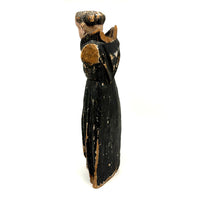 Fantastically Weathered Antique Carved Santos with Intense White Glass Gaze