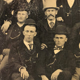 Gang of Men with Attitude Against Painted Banner with Snake, 19th C. Tintype