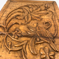 Sweet Folk Art Relief Carving of Bird on Flowering Branch