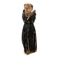 Fantastically Weathered Antique Carved Santos with Intense White Glass Gaze