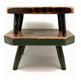 Ultra Solid 19th Century Eight Sided Stool in Original Green Paint