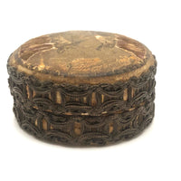 Woman of Mystery, Antique Tapestry/Embroidery Covered Powder Box with Mirror