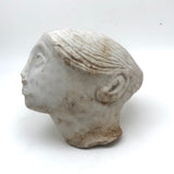 Soulful, Beautiful Marble Carved Woman's Head with Bun