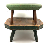 Ultra Solid 19th Century Eight Sided Stool in Original Green Paint