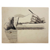 Pen in Hand, Lovely, Self-Reflexive Victorian Pen and Ink Drawing