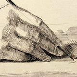 Pen in Hand, Lovely, Self-Reflexive Victorian Pen and Ink Drawing