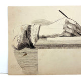Pen in Hand, Lovely, Self-Reflexive Victorian Pen and Ink Drawing