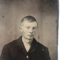 Perfectly Stark, Antique Tintype of Sensitive Looking Young Man