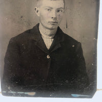 Perfectly Stark, Antique Tintype of Sensitive Looking Young Man