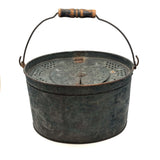 Gorgeous Large Antique French Minnow (Bait) Bucket with Wire Latch Lid and Best Original Paint