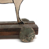 Wonderful Old Folk Art Goat on Wheels Pull Toy