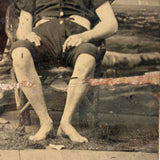 Pair of Bathing Beauties with Mustaches and Cigars, Antique Tintype