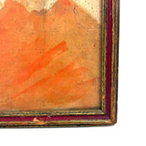 Girl in Orange with Hat and Attitude, Charming Watercolor Portrait in Original Frame