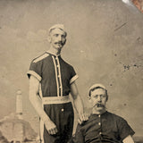 Pair of Bathing Beauties with Mustaches and Cigars, Antique Tintype