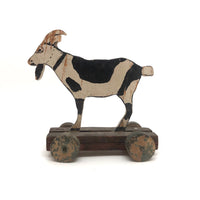 Wonderful Old Folk Art Goat on Wheels Pull Toy