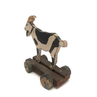 Wonderful Old Folk Art Goat on Wheels Pull Toy
