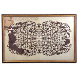 Intricate 19th Century Scherenschnitte Paper Cut with Birds and Flowers and Handwriting