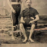 Pair of Bathing Beauties with Mustaches and Cigars, Antique Tintype