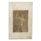 Scrawny Strongman, Young Man Lifting Weight (with Nice Shadow) RPPC
