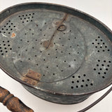 Gorgeous Large Antique French Minnow (Bait) Bucket with Wire Latch Lid and Best Original Paint