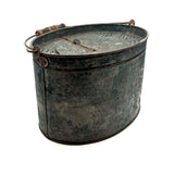 Gorgeous Large Antique French Minnow (Bait) Bucket with Wire Latch Lid and Best Original Paint