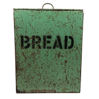 Apt Green Painted Old Tin Bread Box with Stenciled Lettering
