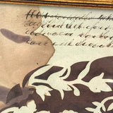 Intricate 19th Century Scherenschnitte Paper Cut with Birds and Flowers and Handwriting